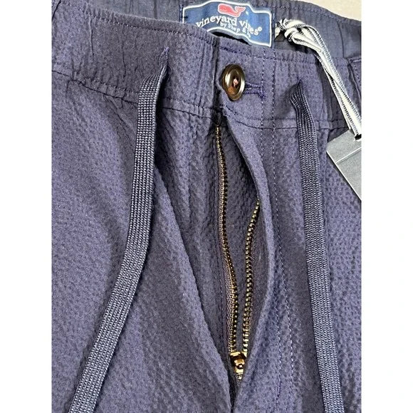 Vineyard Vines Seersucker Pull On Pleat Pants‎ Men's Medium Nautical Navy New